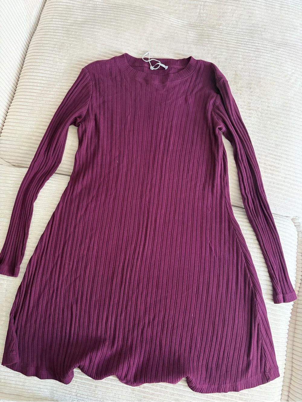 Zara Long-Sleeve Ribbed Dress - Plum Berry